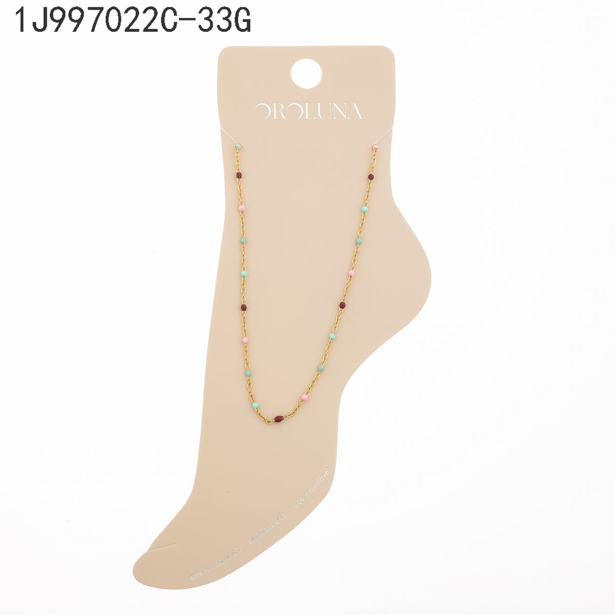 Tobillera Piedra multicolor Dorado
