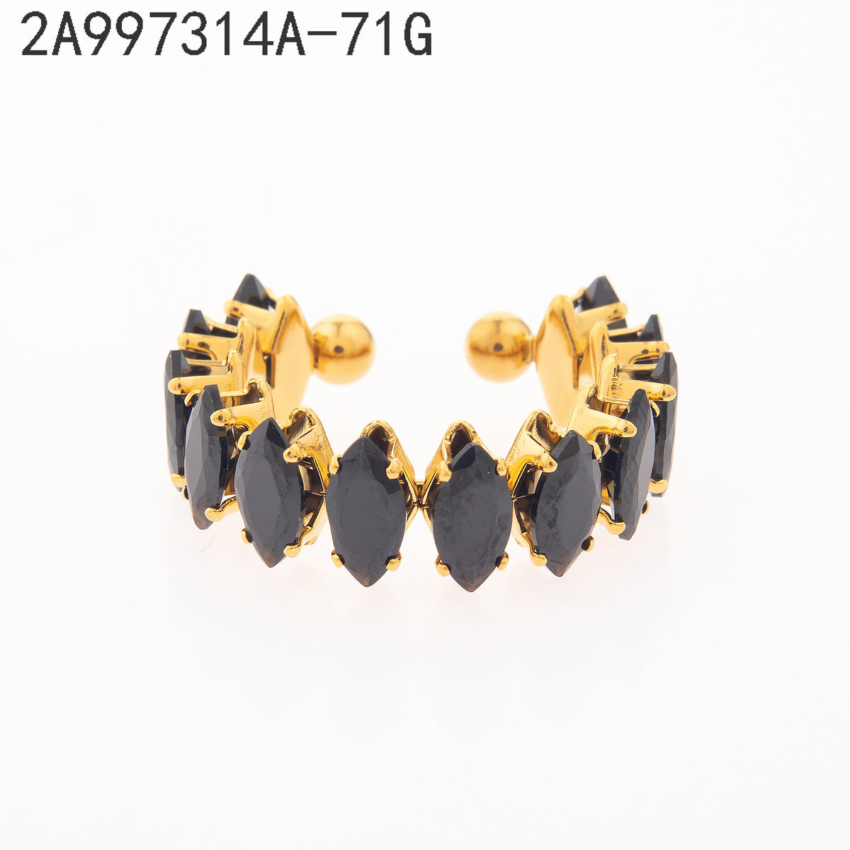 Anillo Zirconia negra Dorado