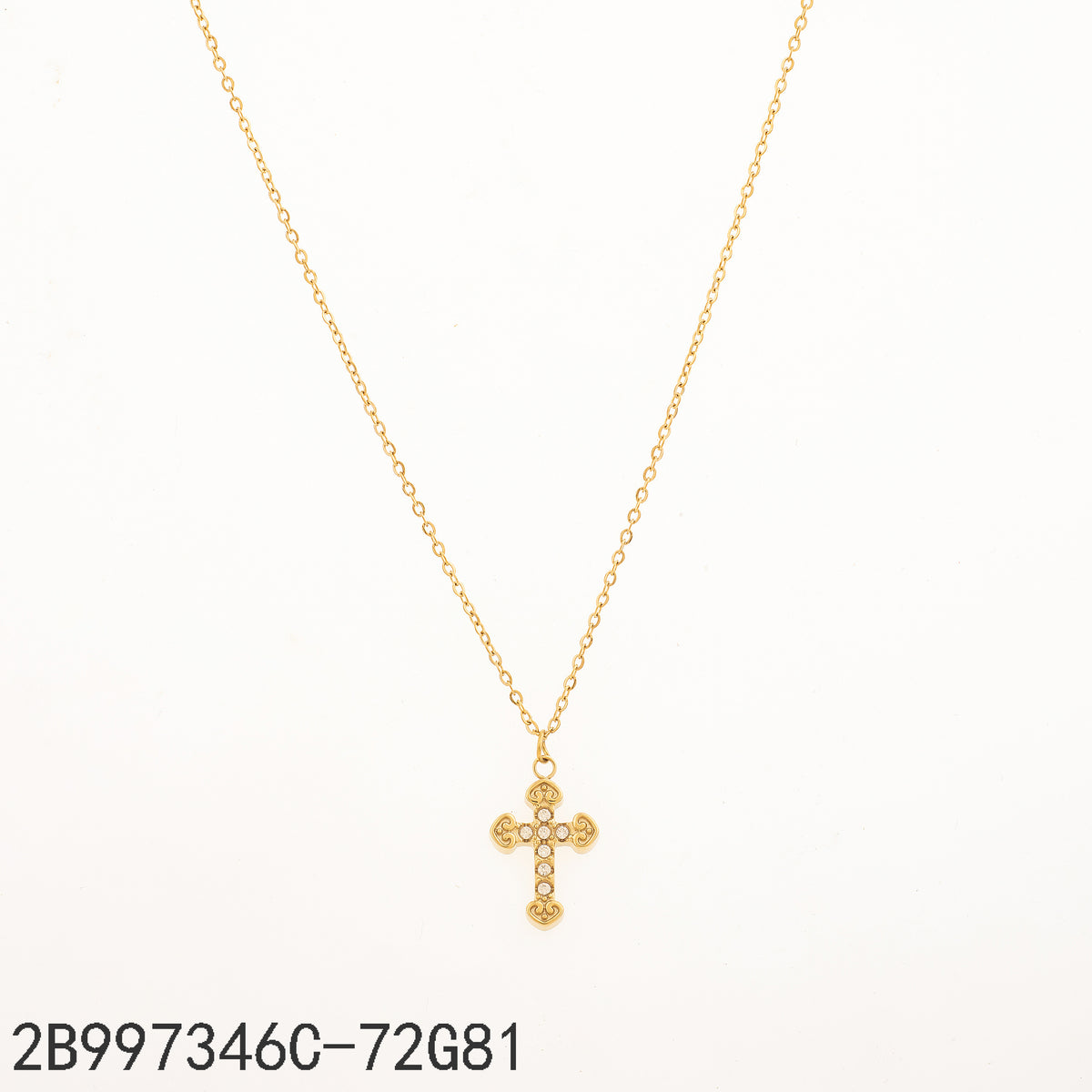 Collar Zirconia blanca Dorado Cruz