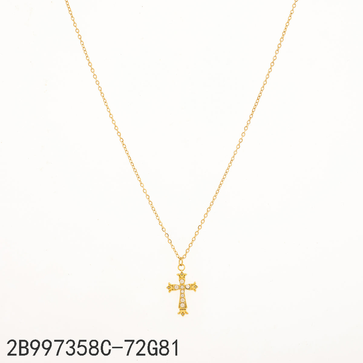Collar Zirconia blanca Dorado Cruz