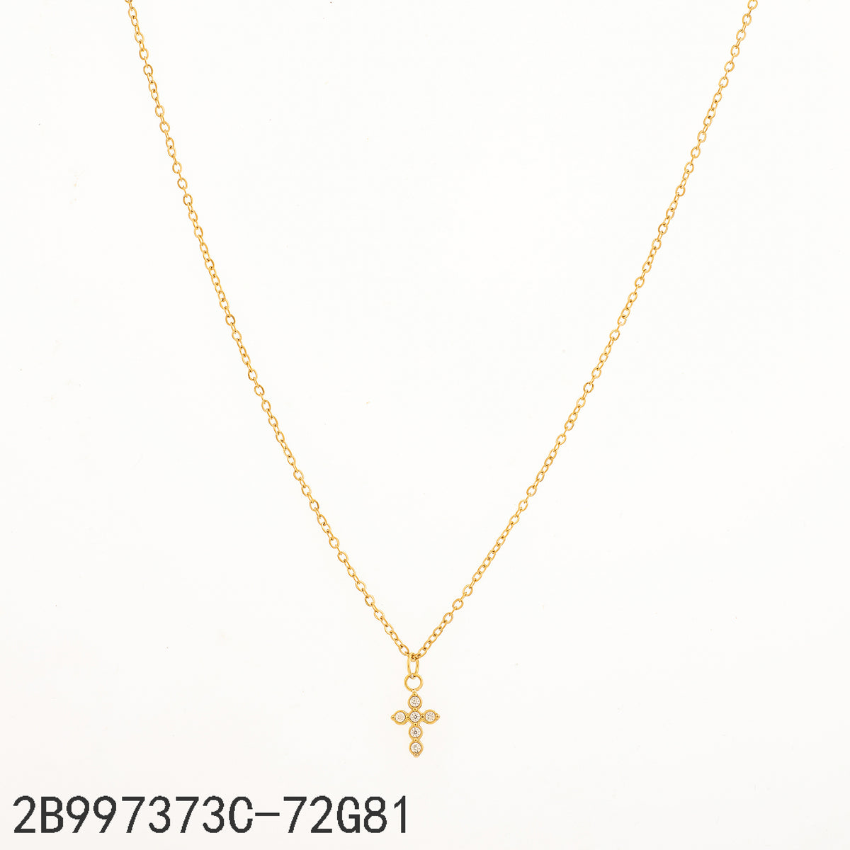 Collar Zirconia blanca Dorado Cruz
