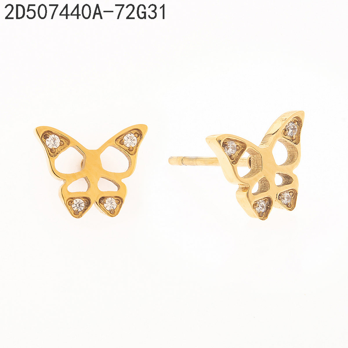 Pendientes Zirconia blanca Dorado Mariposa