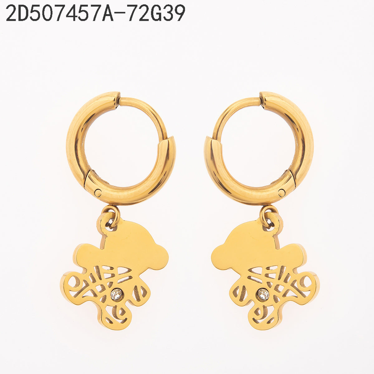 Pendientes Zirconia blanca Dorado Animales variados