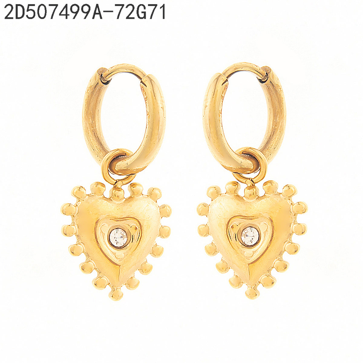 Pendientes Zirconia blanca Dorado Corazón