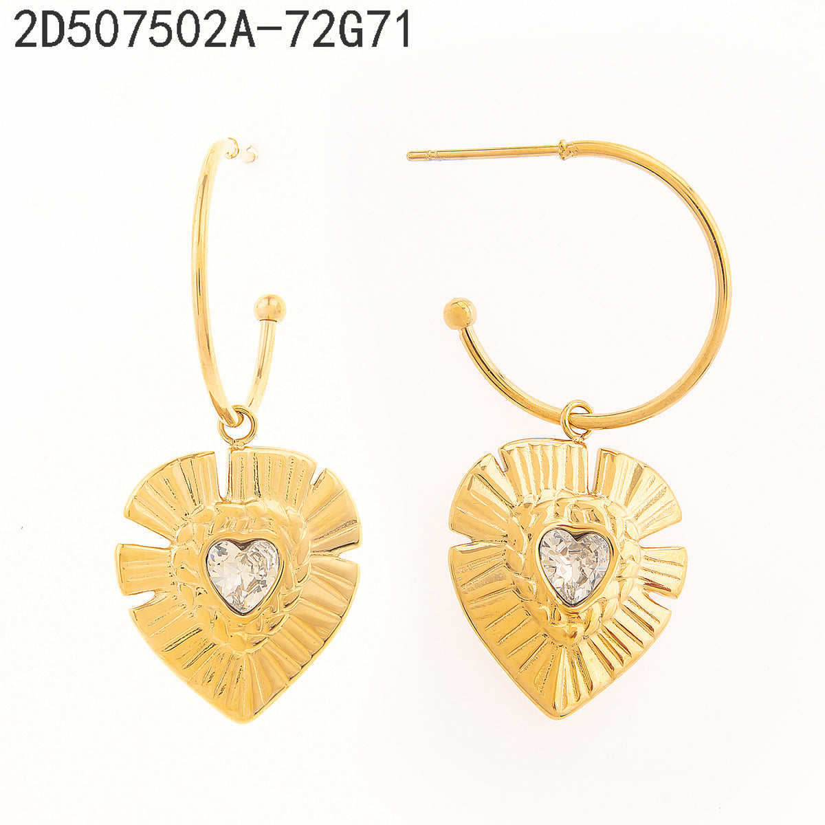 Pendientes Zirconia blanca Dorado Corazón