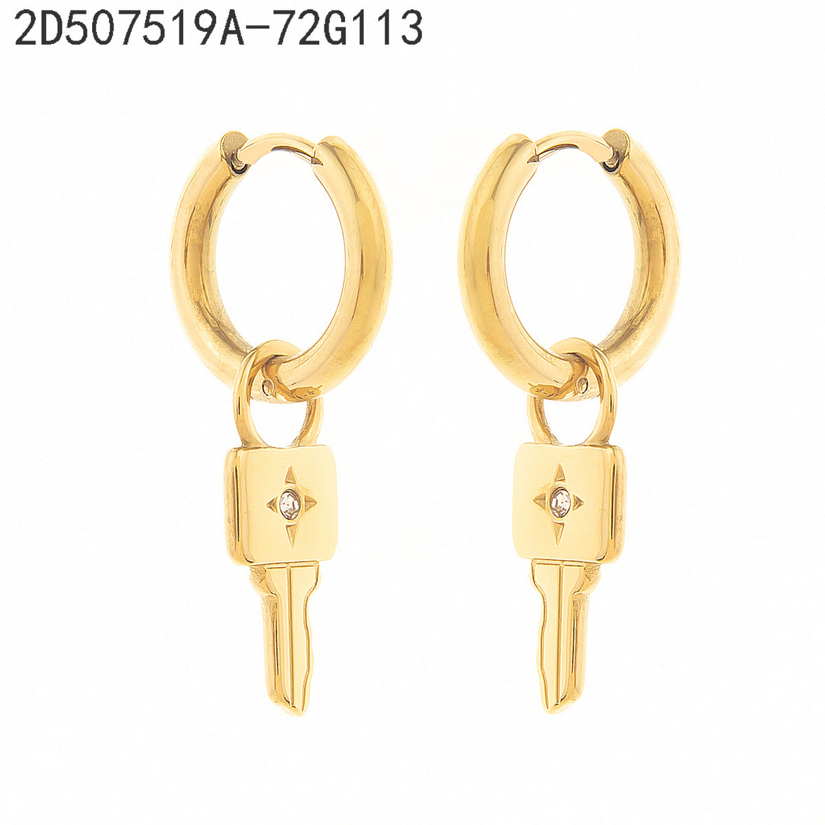 Pendientes Zirconia blanca Dorado Llave