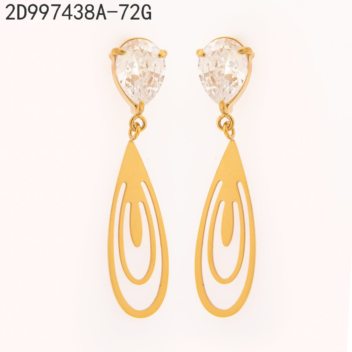 Pendientes Zirconia blanca Dorado