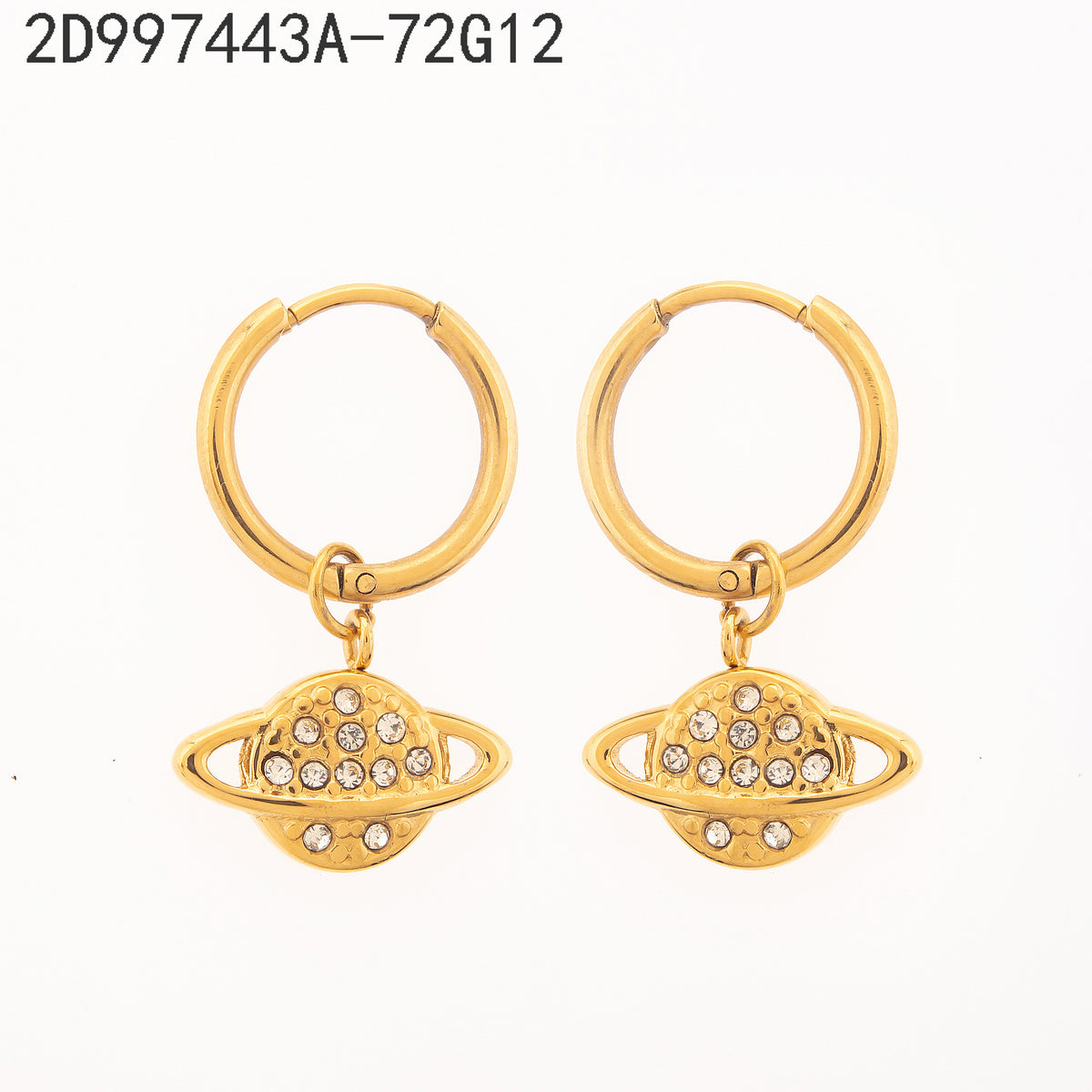 Pendientes Zirconia blanca Dorado Cuerpos celestes