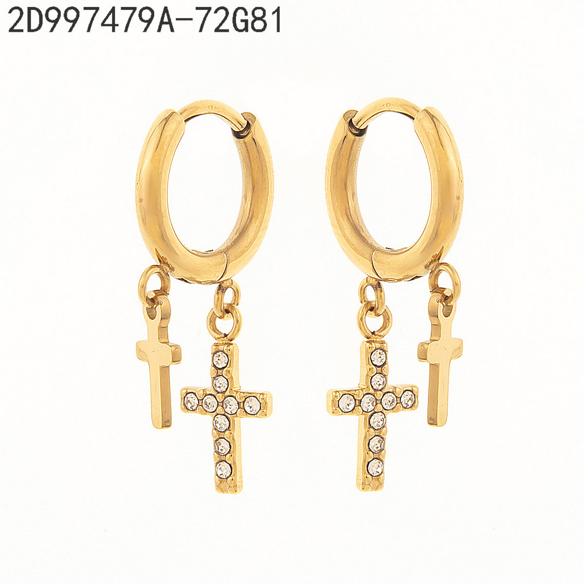 Pendientes Zirconia blanca Dorado Cruz