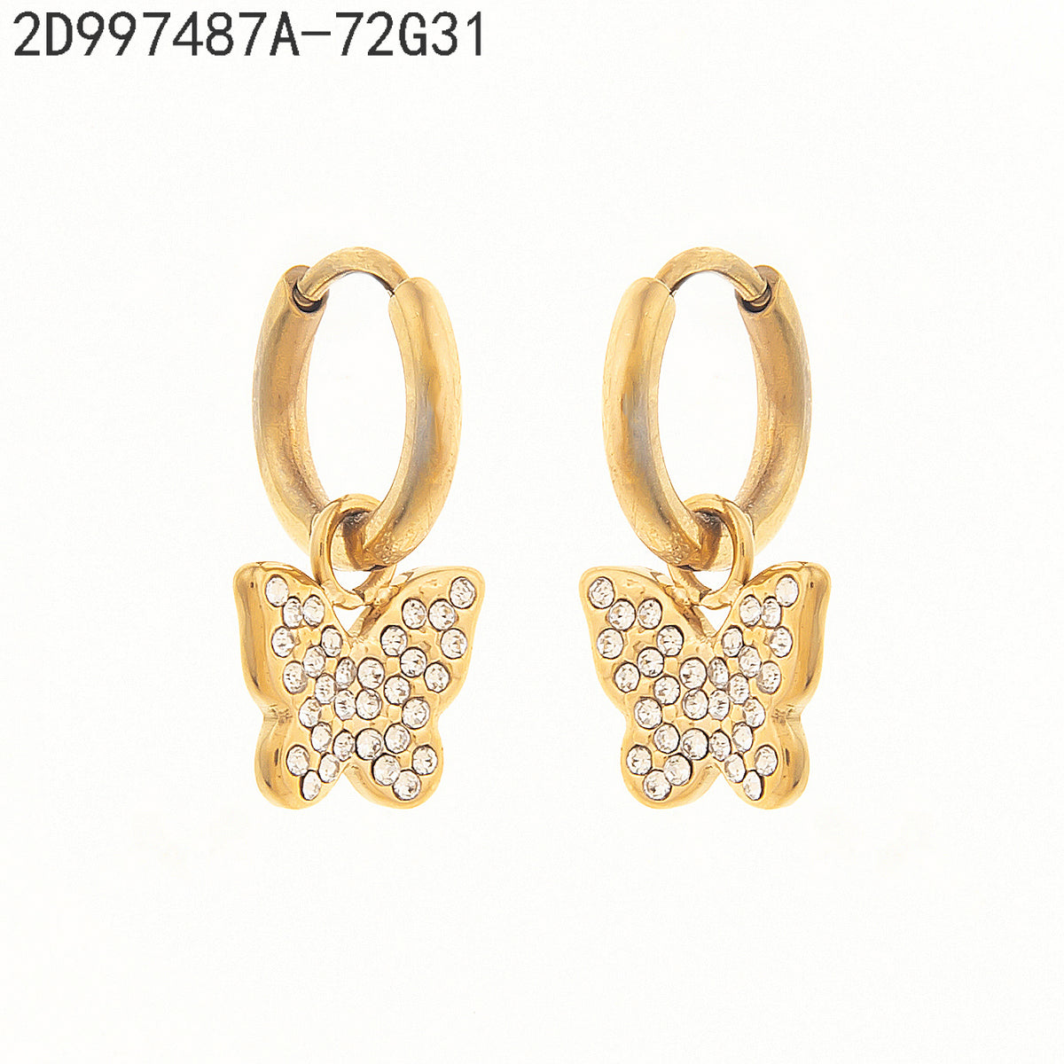Pendientes Zirconia blanca Dorado Mariposa