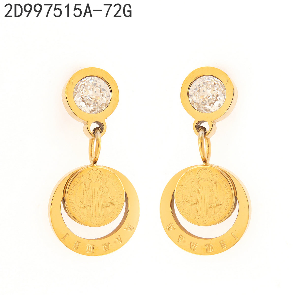 Pendientes Zirconia blanca Dorado