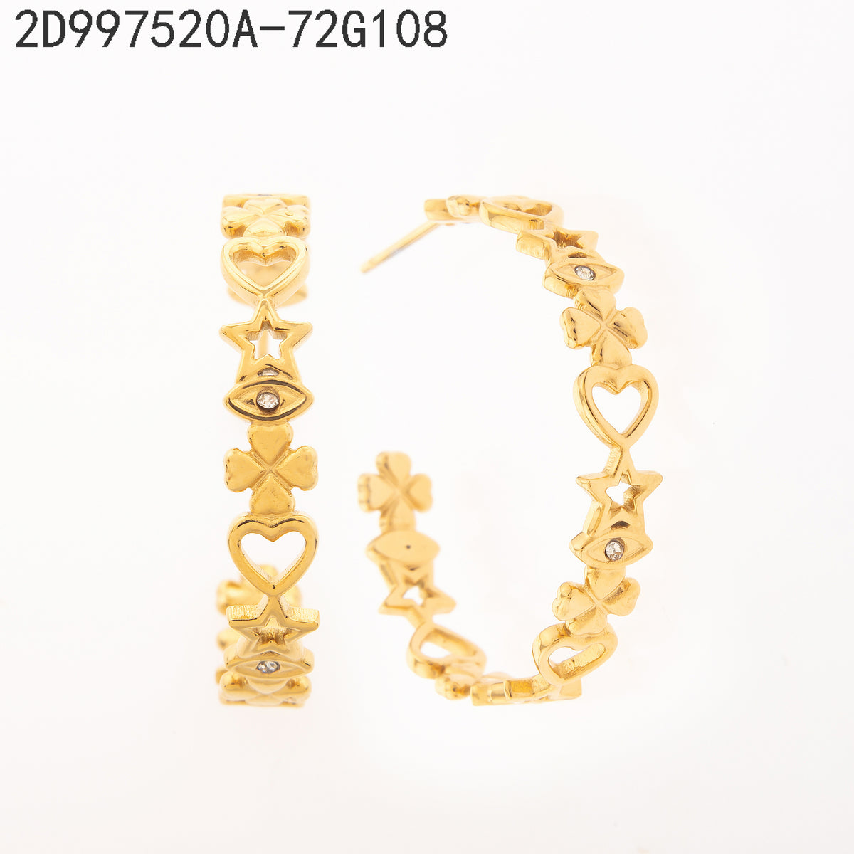 Pendientes Zirconia blanca Dorado s variados