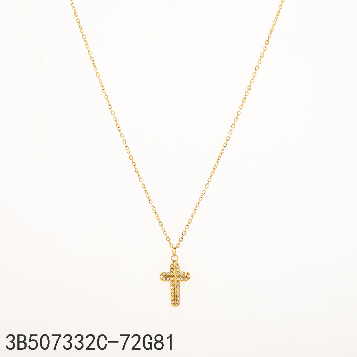 Collar Zirconia blanca Dorado Cruz