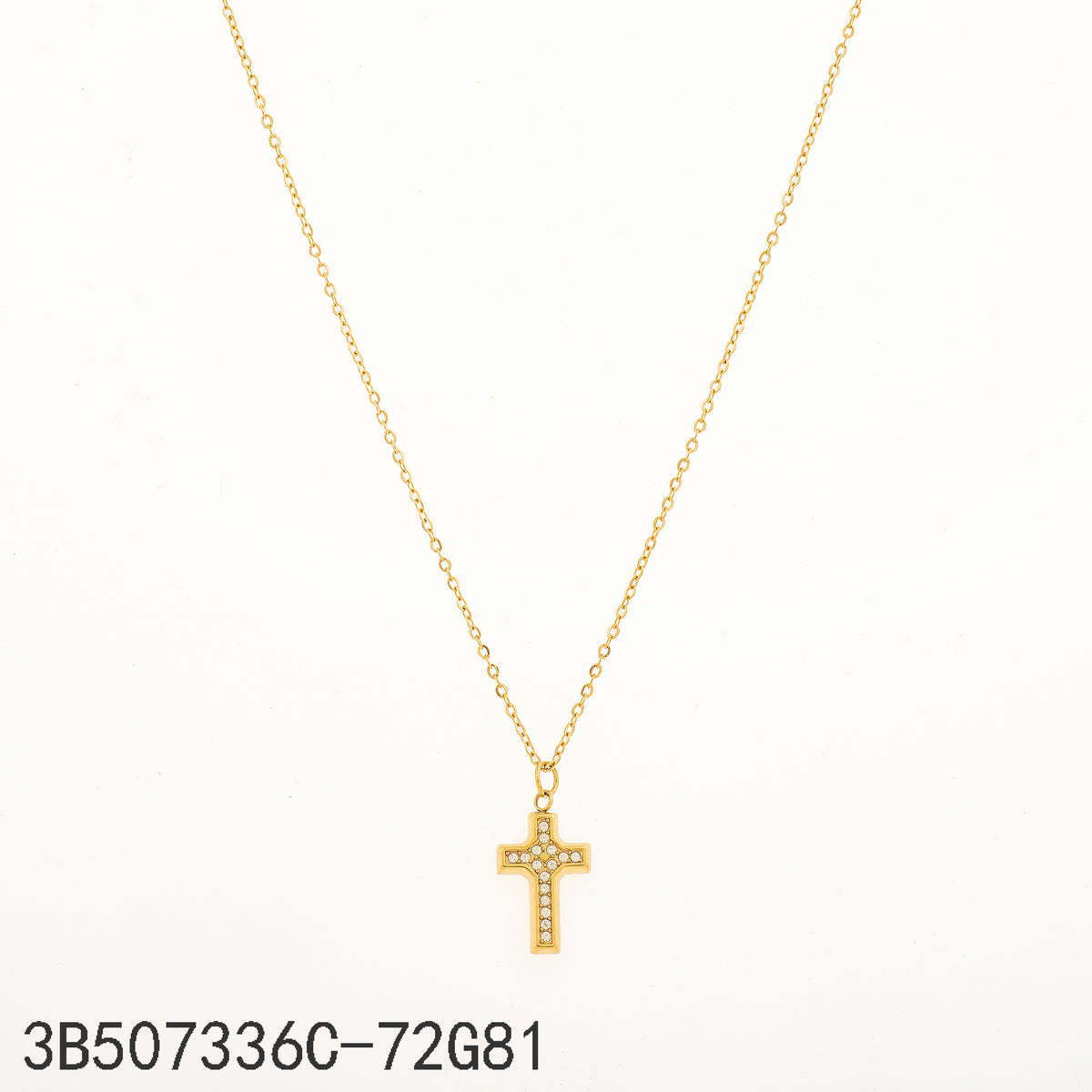 Collar Zirconia blanca Dorado Cruz