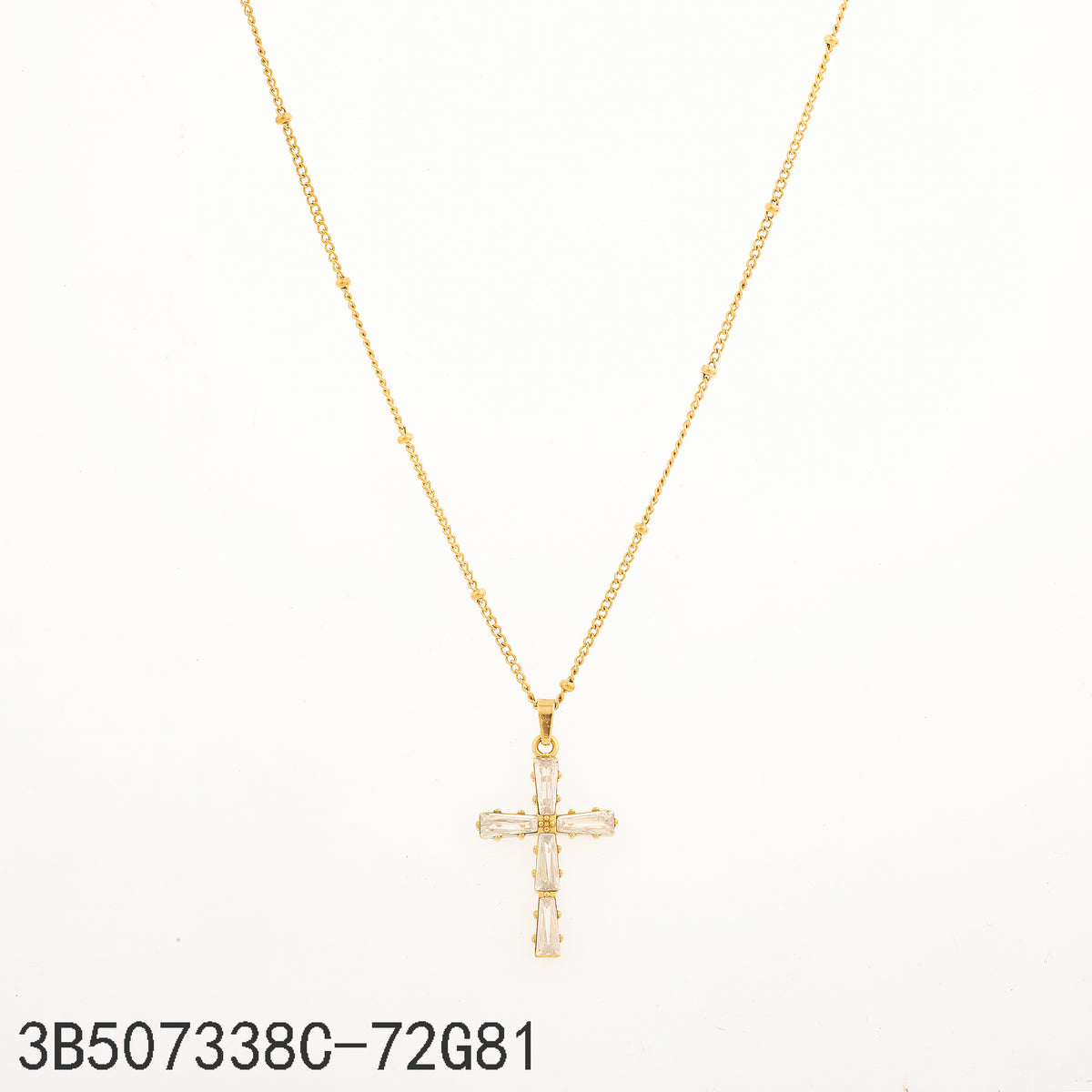 Collar Zirconia blanca Dorado Cruz