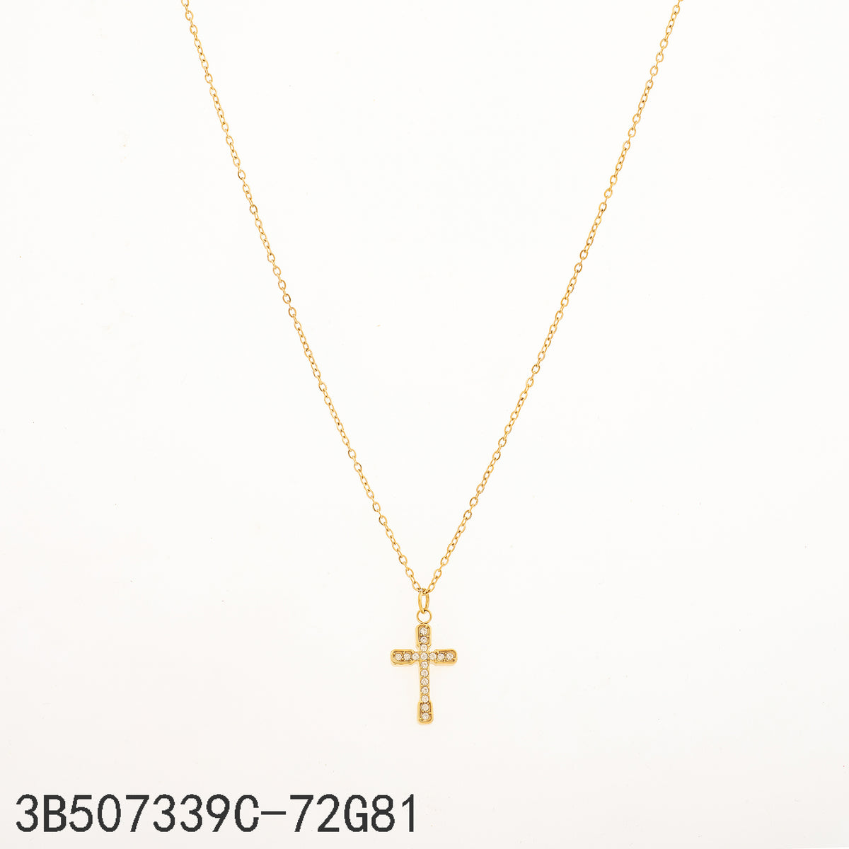 Collar Zirconia blanca Dorado Cruz