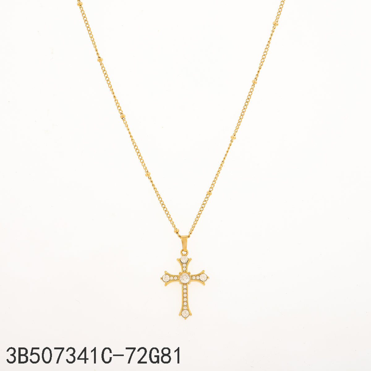 Collar Zirconia blanca Dorado Cruz