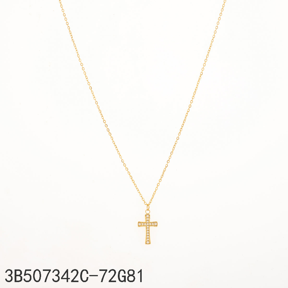 Collar Zirconia blanca Dorado Cruz