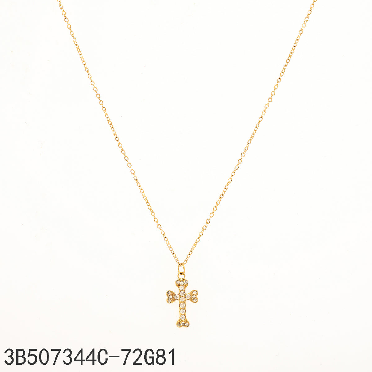 Collar Zirconia blanca Dorado Cruz