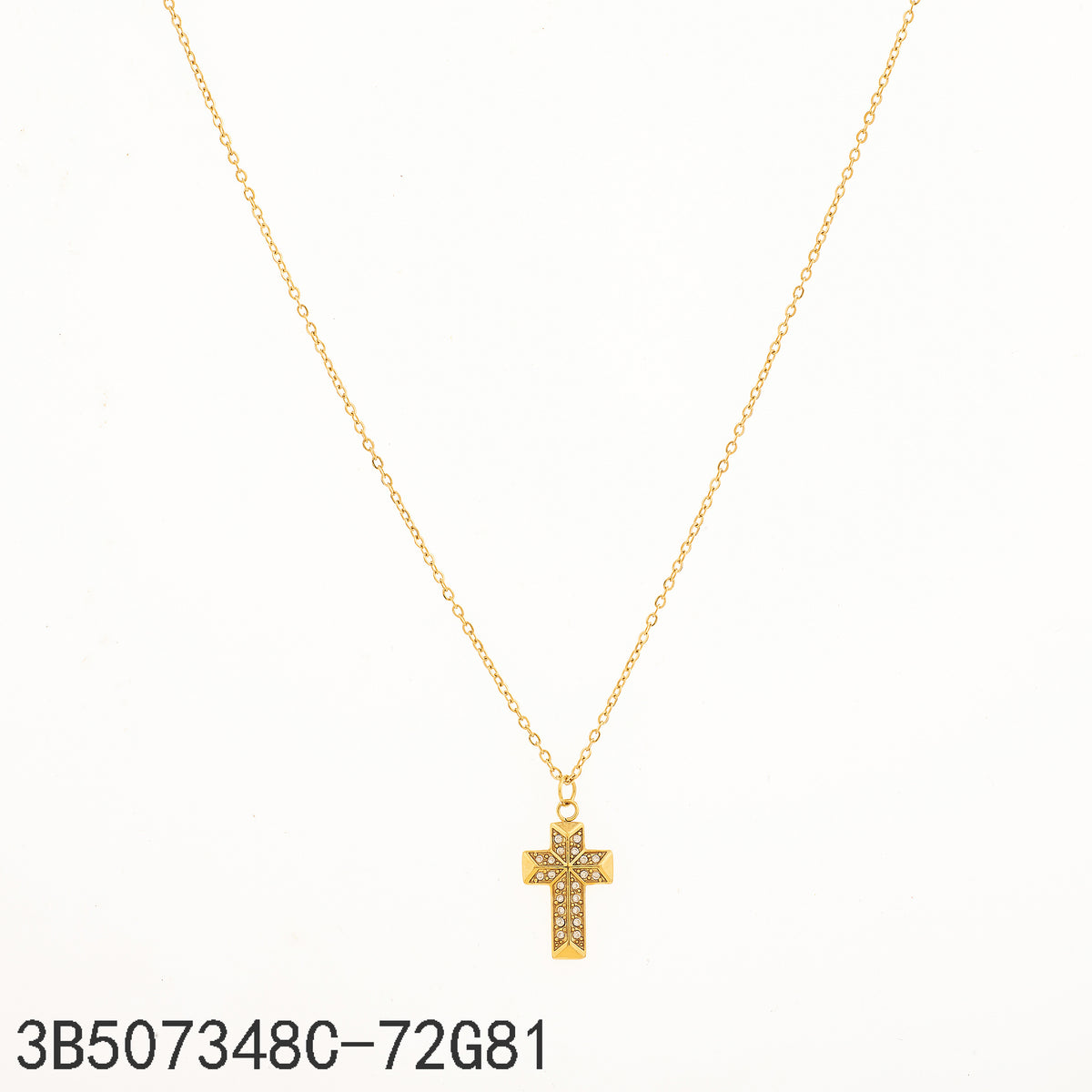 Collar Zirconia blanca Dorado Cruz
