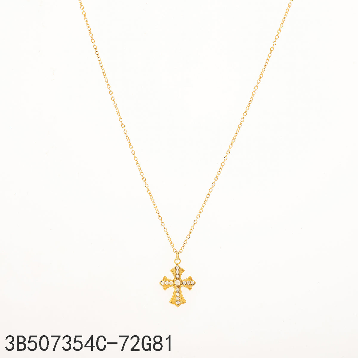 Collar Zirconia blanca Dorado Cruz