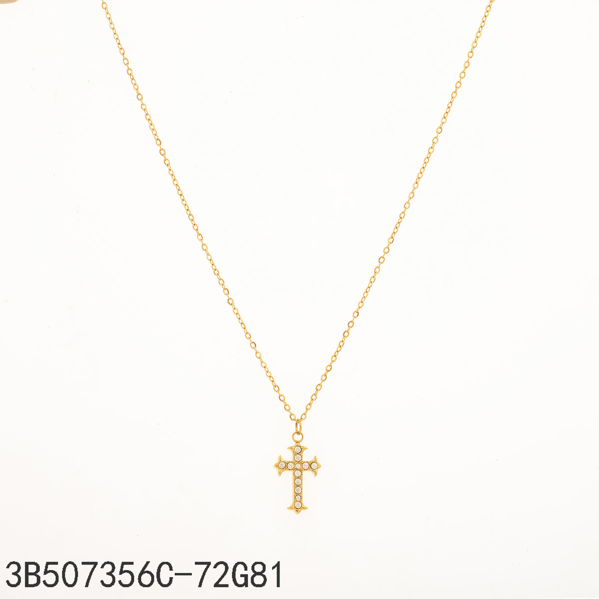 Collar Zirconia blanca Dorado Cruz