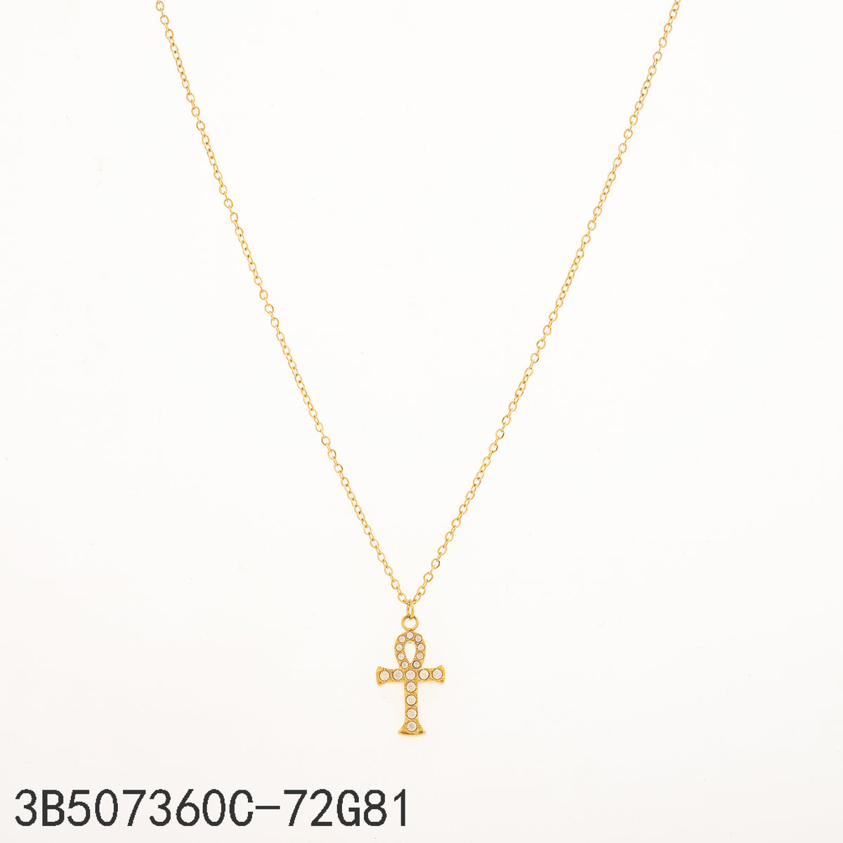 Collar Zirconia blanca Dorado Cruz