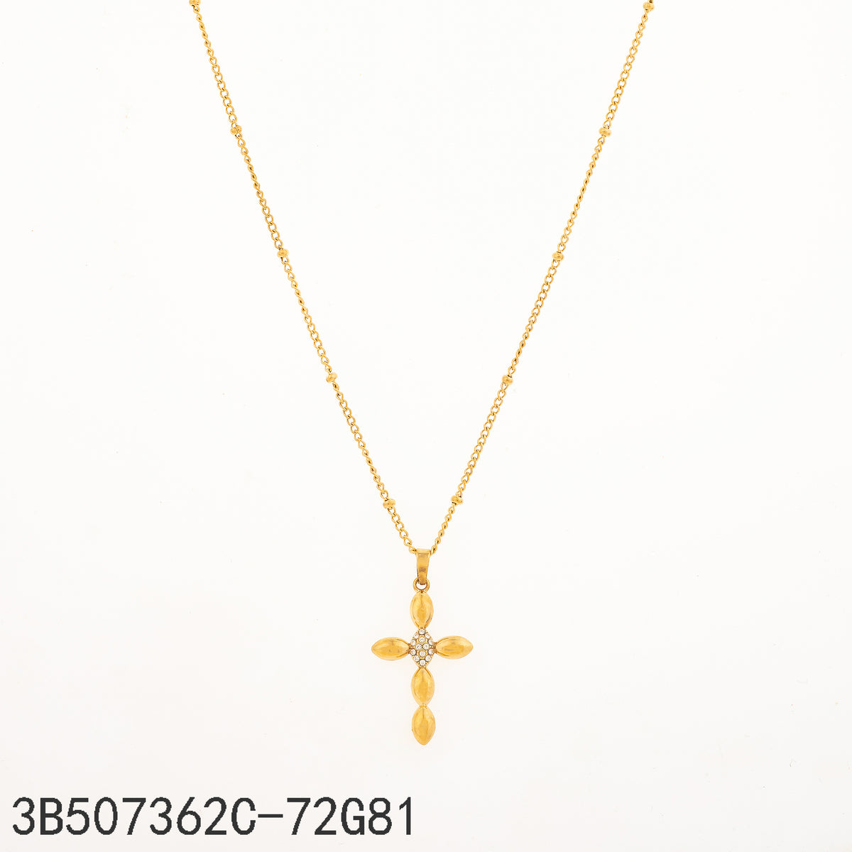 Collar Zirconia blanca Dorado Cruz