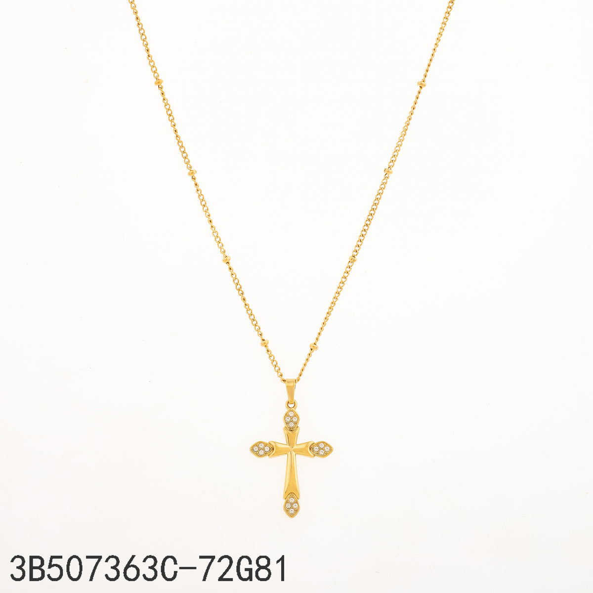 Collar Zirconia blanca Dorado Cruz