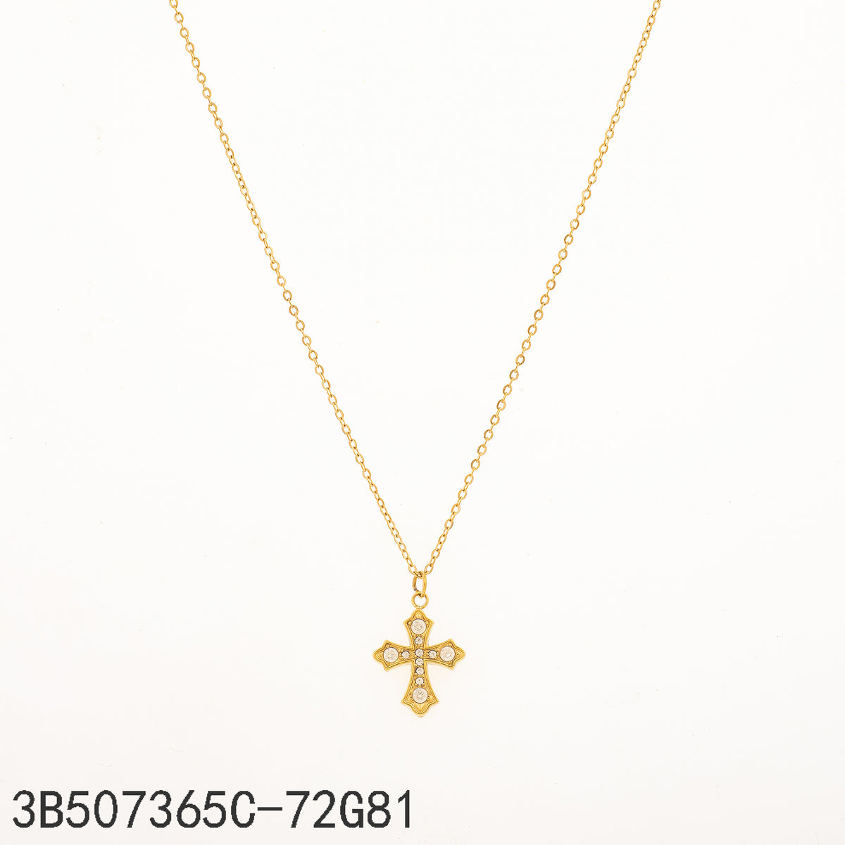 Collar Zirconia blanca Dorado Cruz