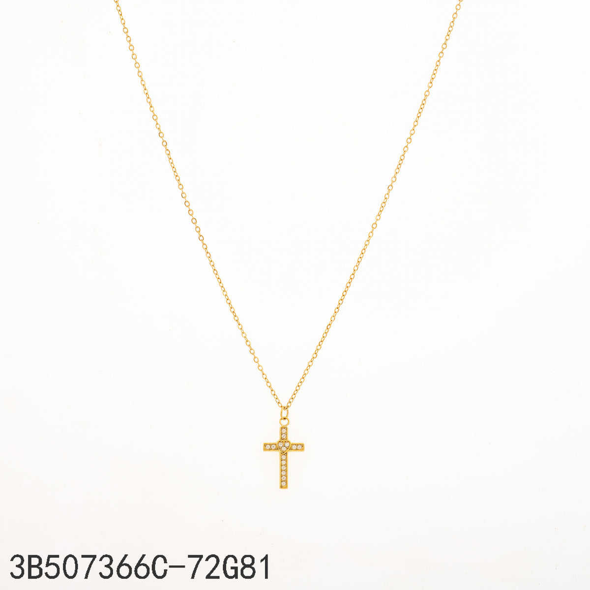 Collar Zirconia blanca Dorado Cruz