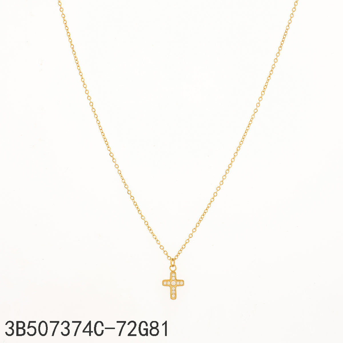 Collar Zirconia blanca Dorado Cruz