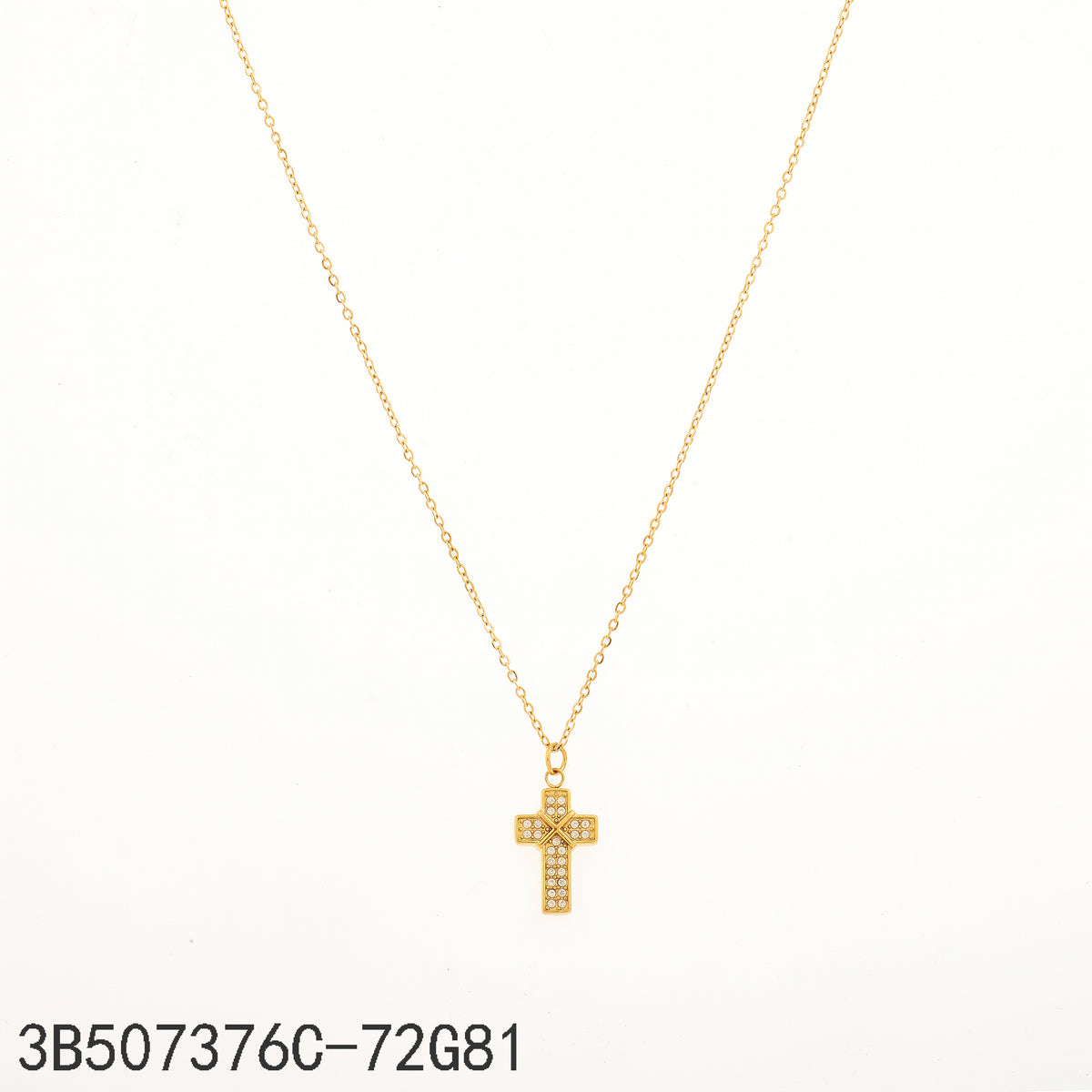 Collar Zirconia blanca Dorado Cruz