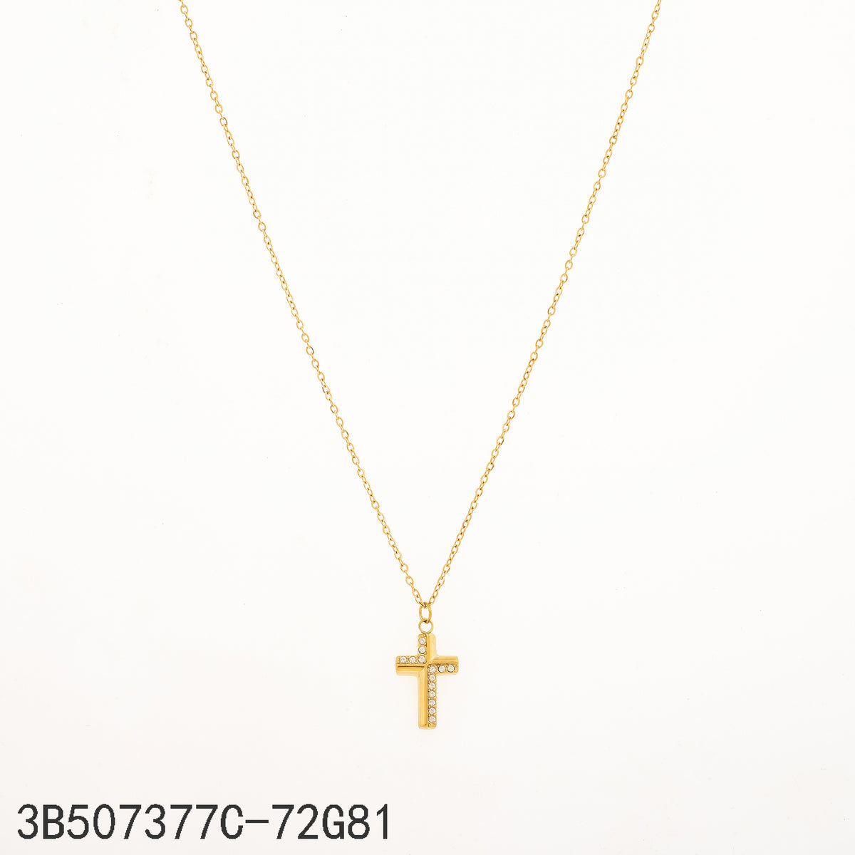 Collar Zirconia blanca Dorado Cruz