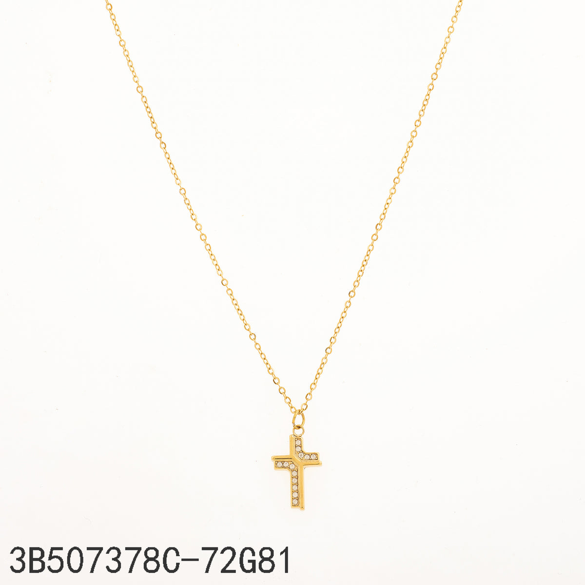 Collar Zirconia blanca Dorado Cruz