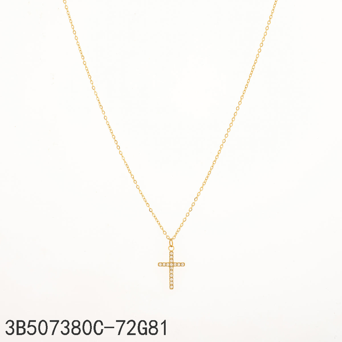 Collar Zirconia blanca Dorado Cruz