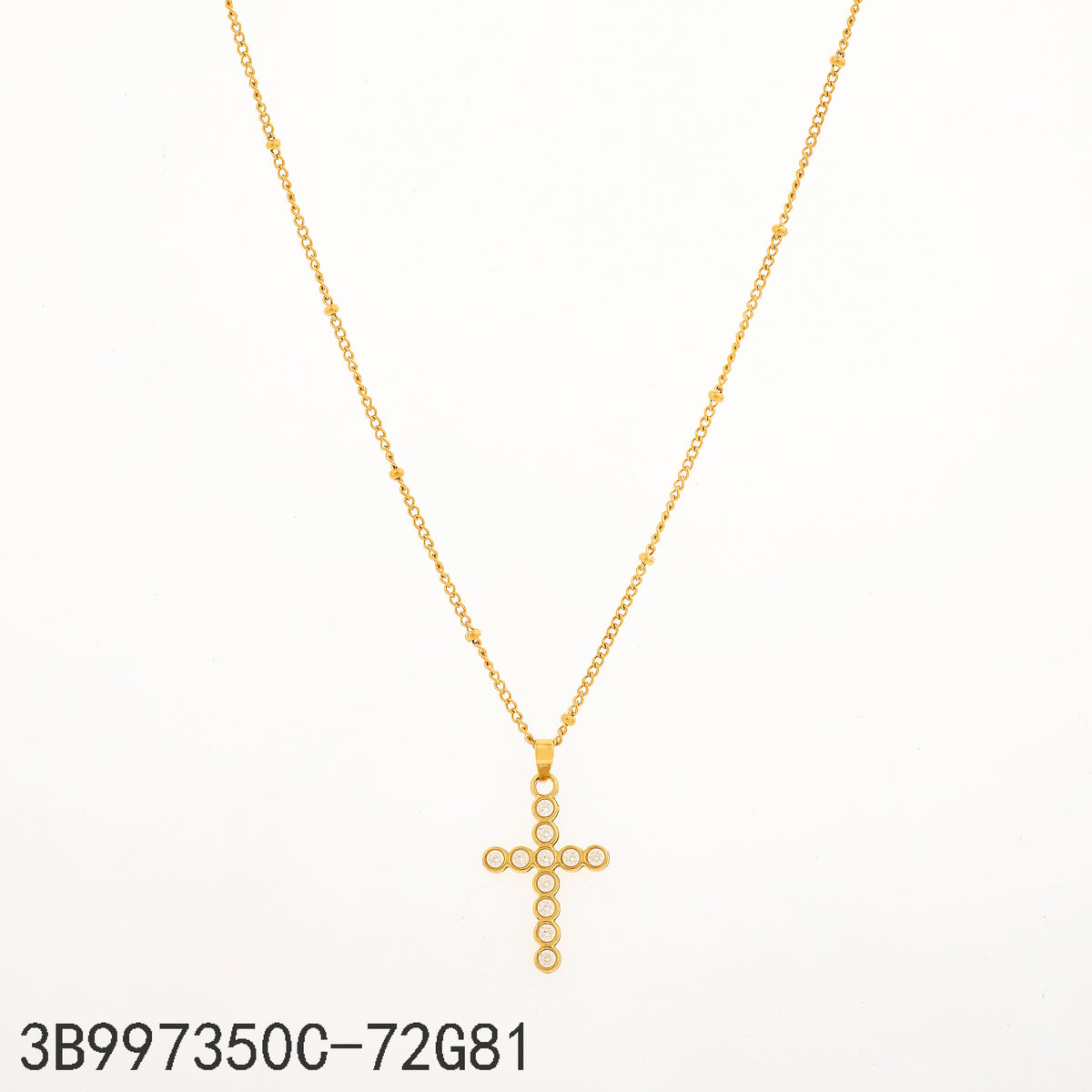 Collar Zirconia blanca Dorado Cruz