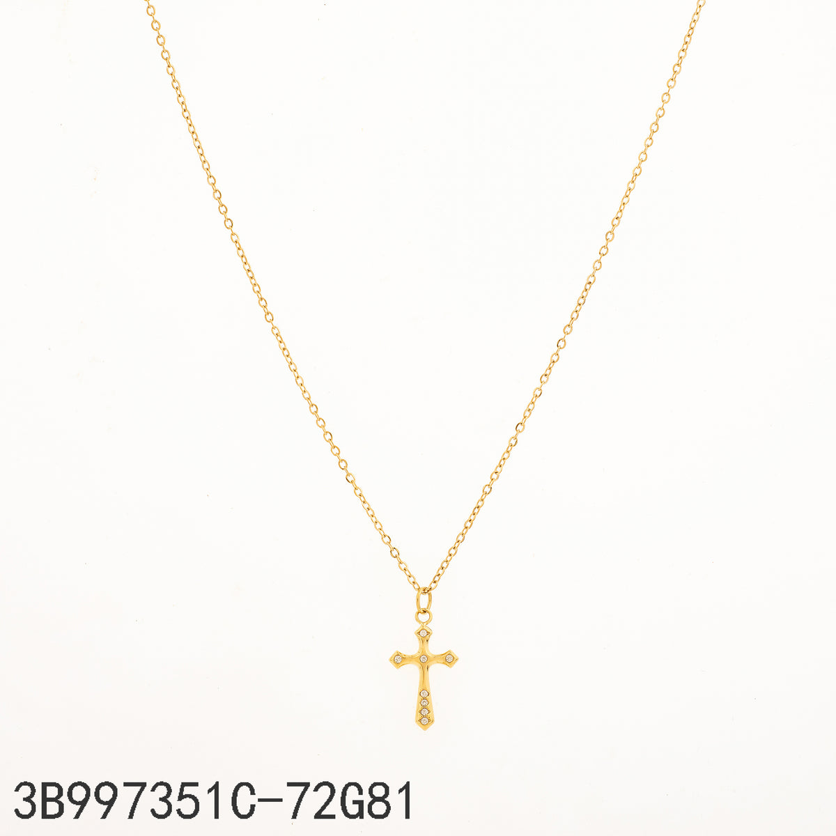 Collar Zirconia blanca Dorado Cruz