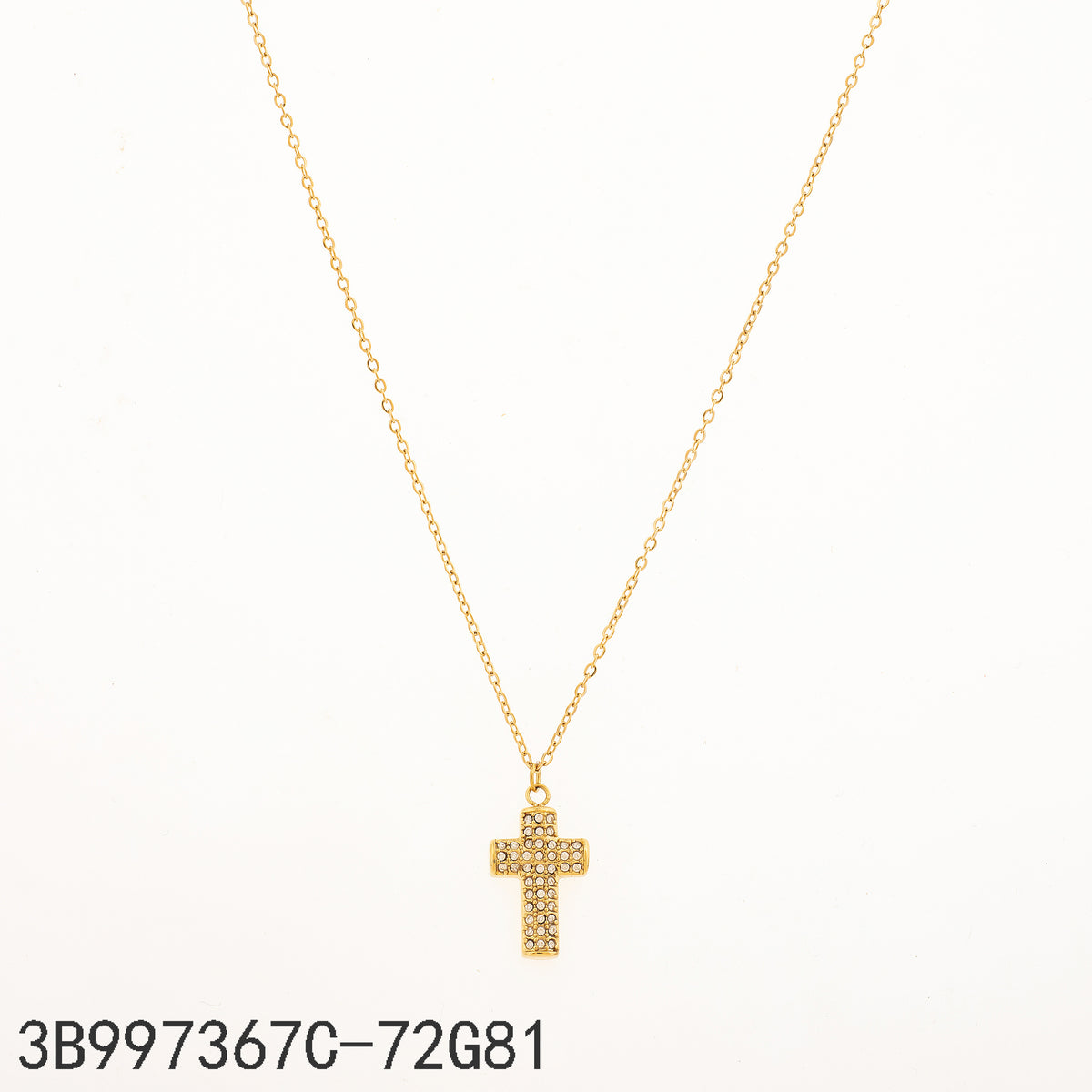 Collar Zirconia blanca Dorado Cruz