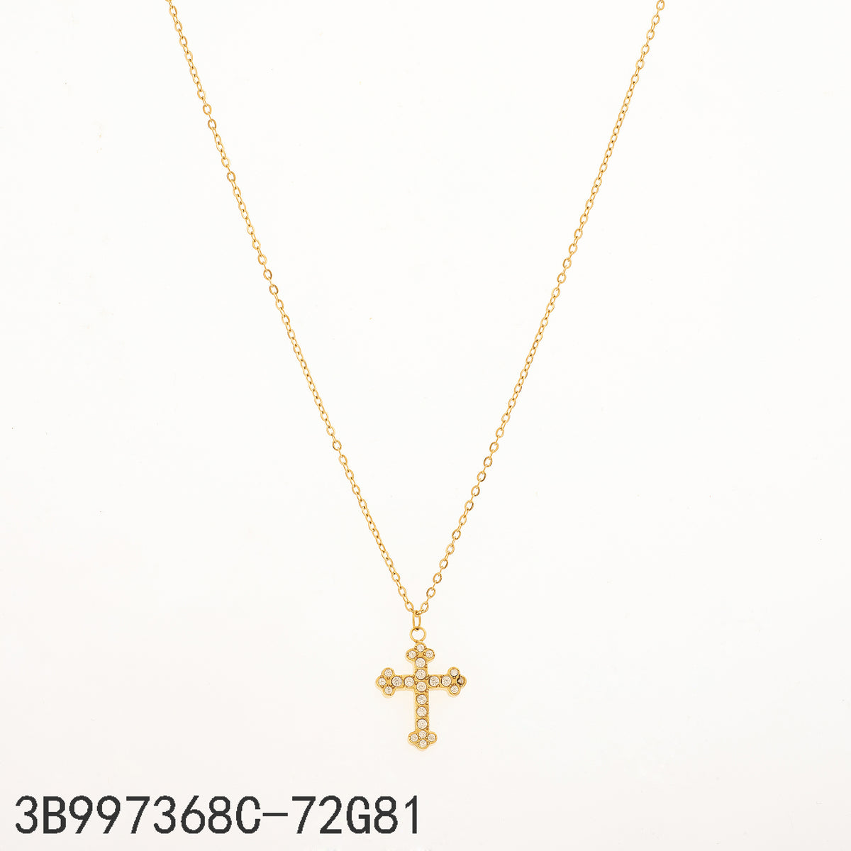 Collar Zirconia blanca Dorado Cruz