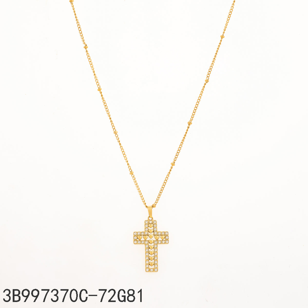 Collar Zirconia blanca Dorado Cruz