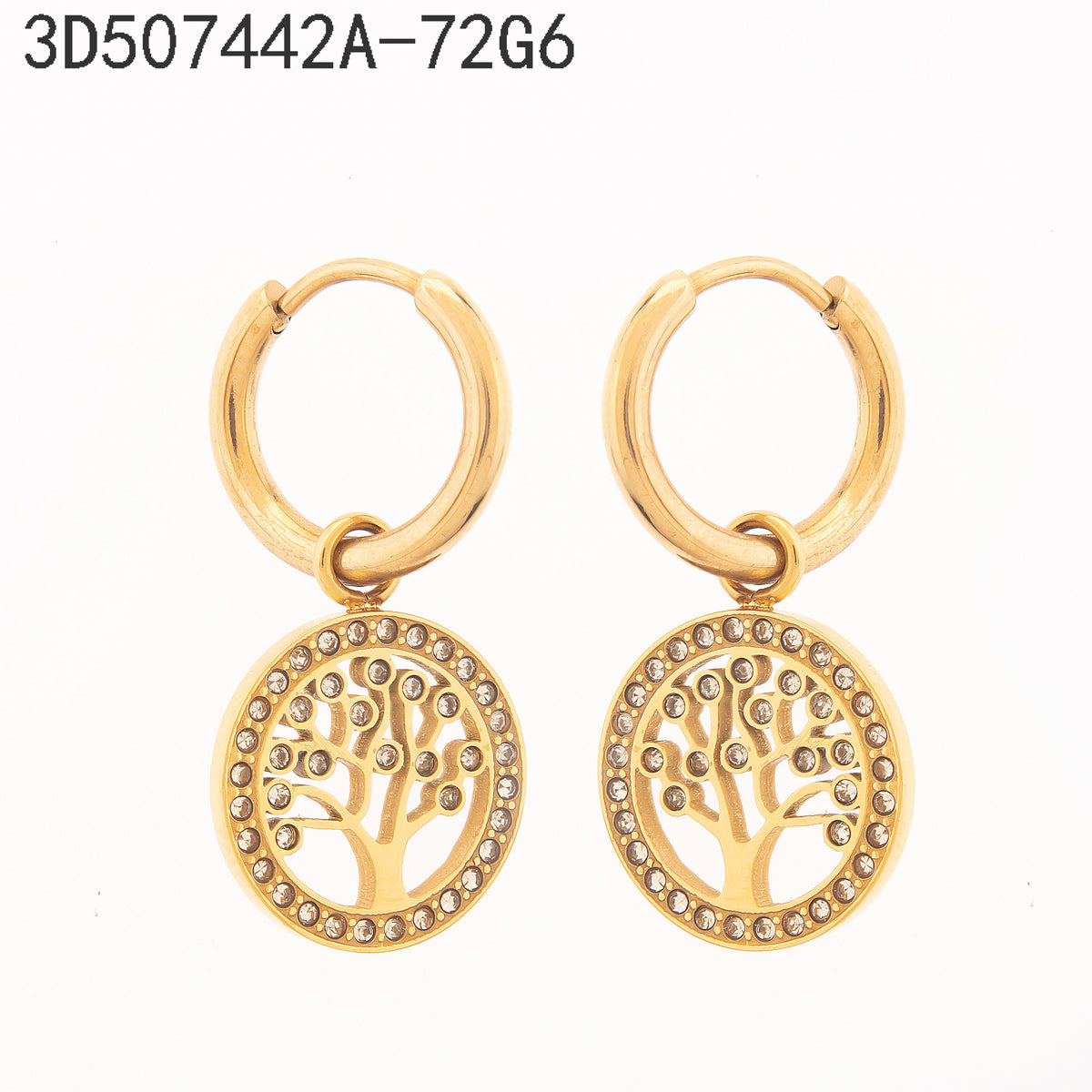 Pendientes Zirconia blanca Dorado Árbol