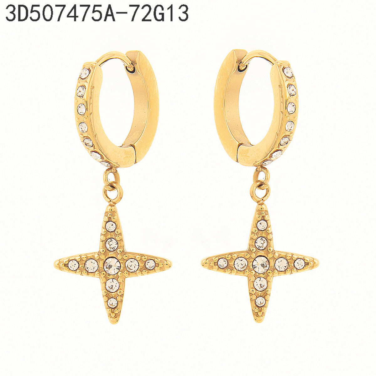 Pendientes Zirconia blanca Dorado Estrella