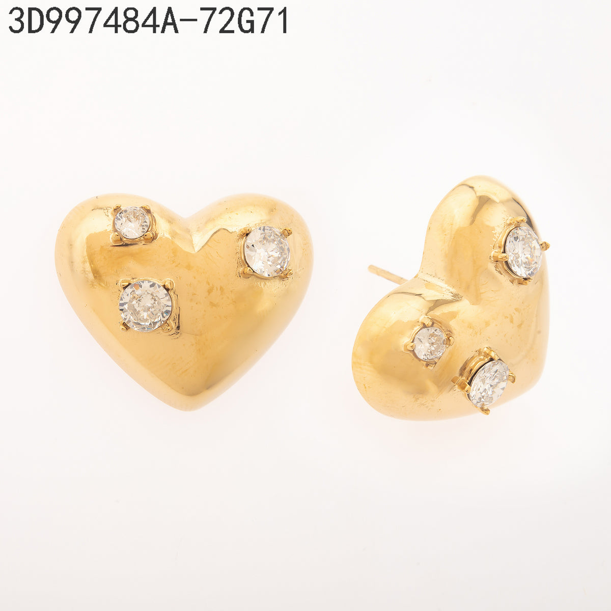 Pendientes Zirconia blanca Dorado Corazón