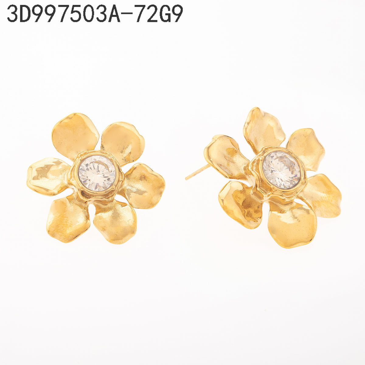 Pendientes Zirconia blanca Dorado Flores y plantas