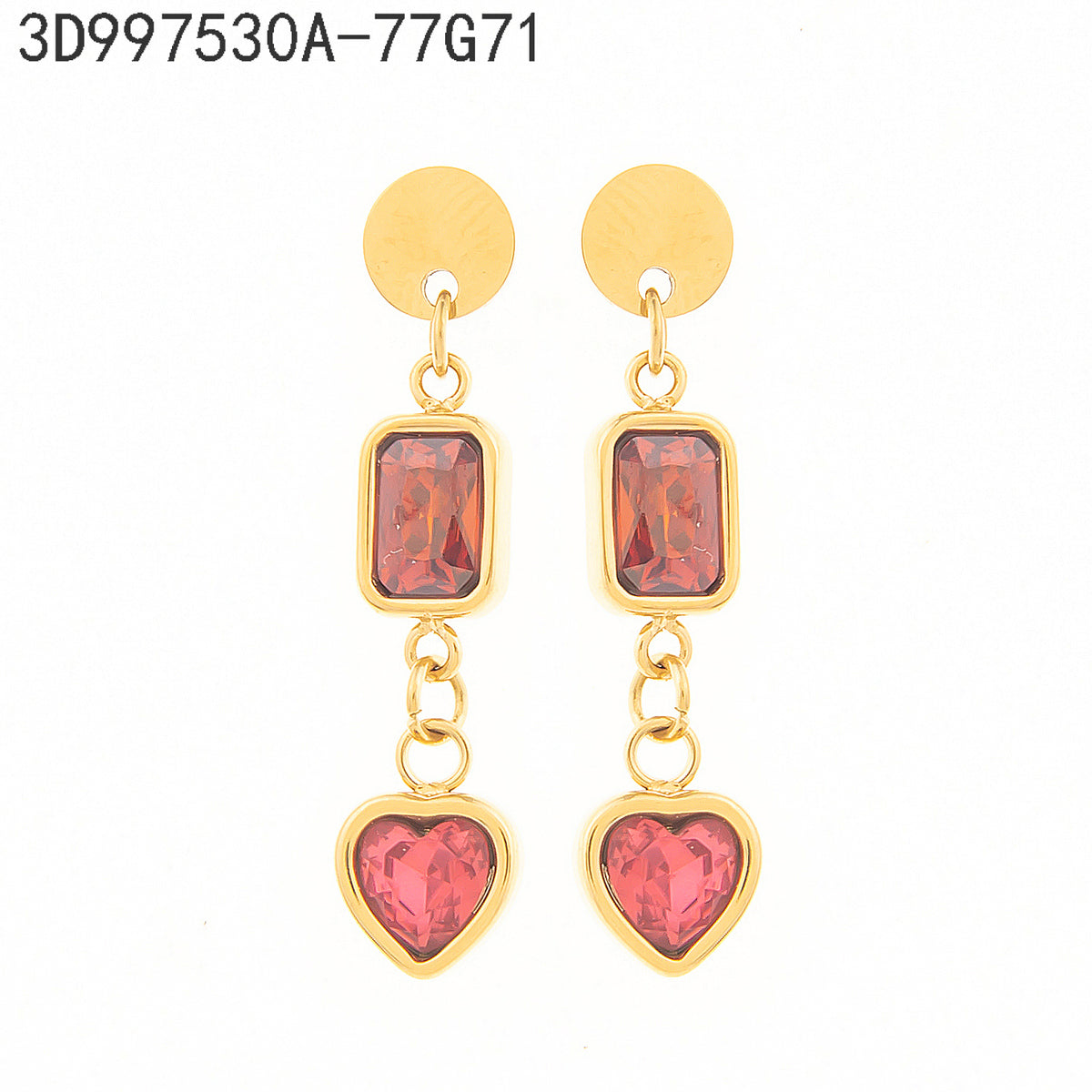 Pendientes Multicolor Dorado Corazón