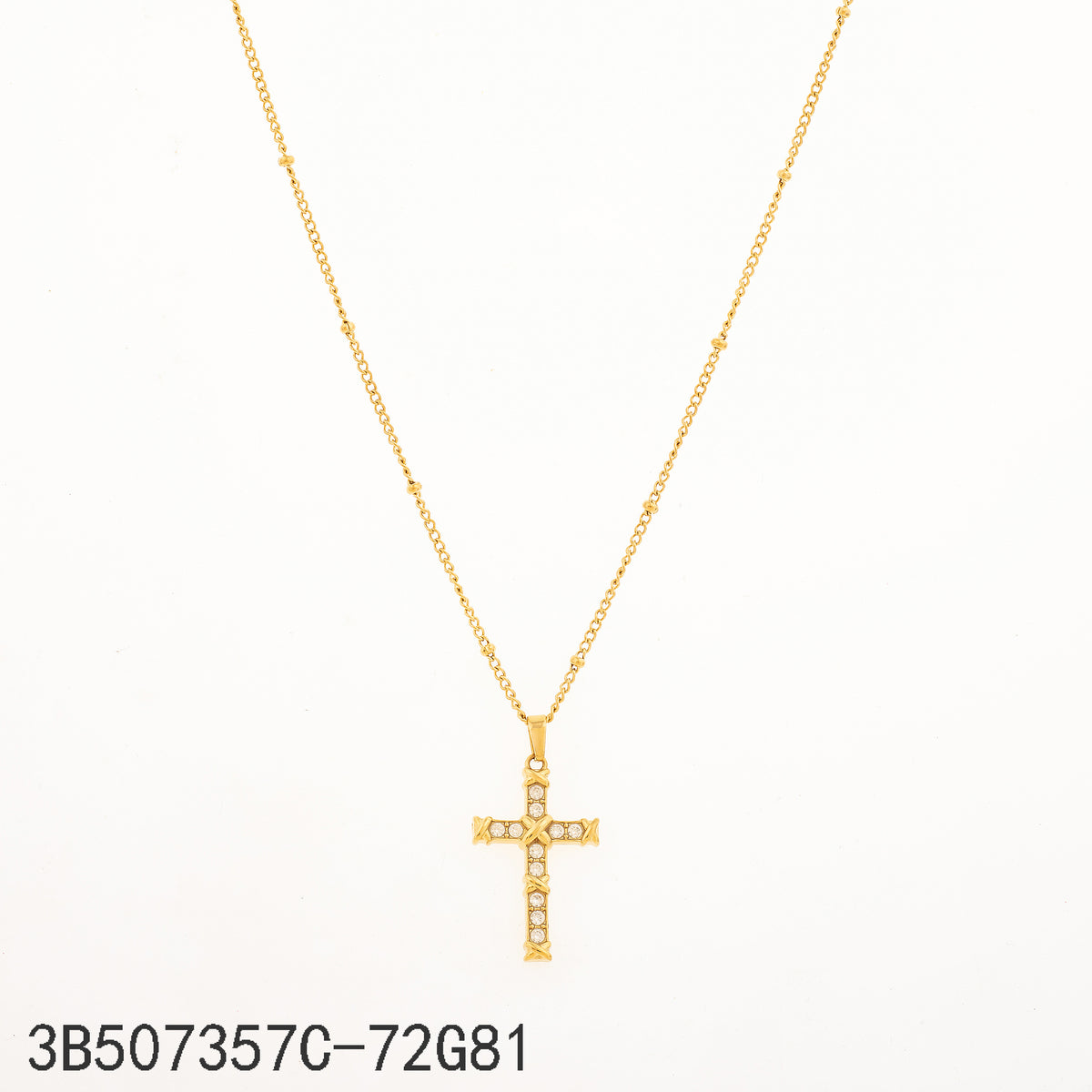 Collar Zirconia blanca Dorado Cruz