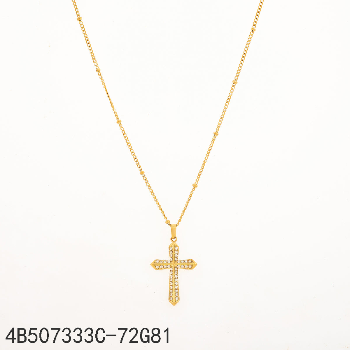 Collar Zirconia blanca Dorado Cruz