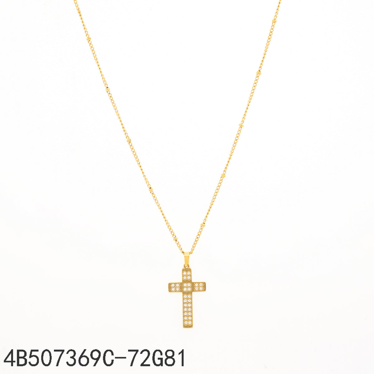 Collar Zirconia blanca Dorado Cruz