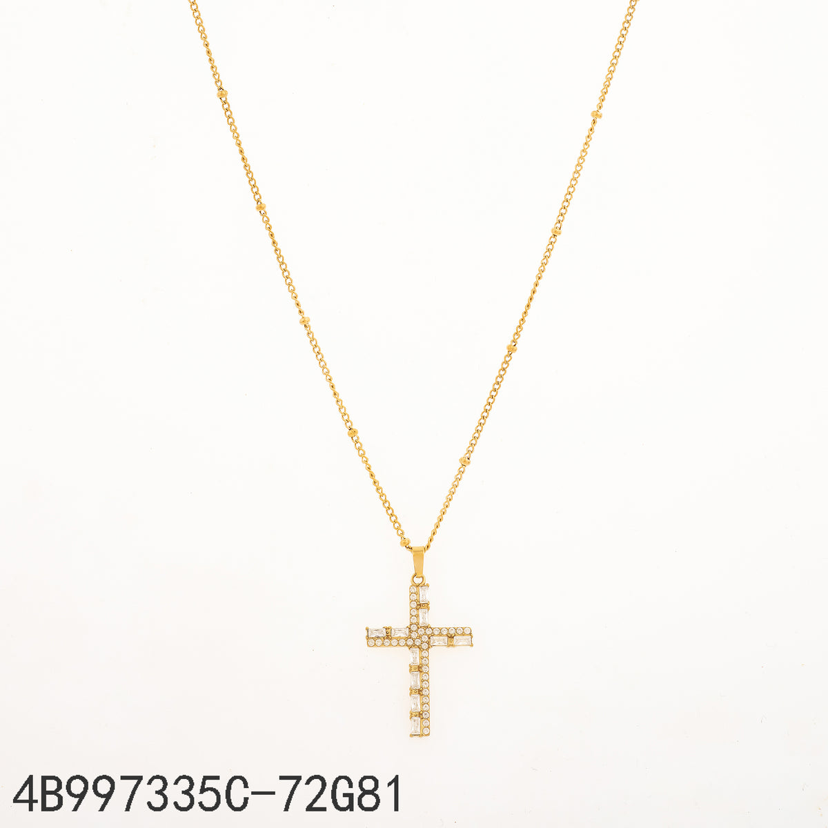 Collar Zirconia blanca Dorado Cruz